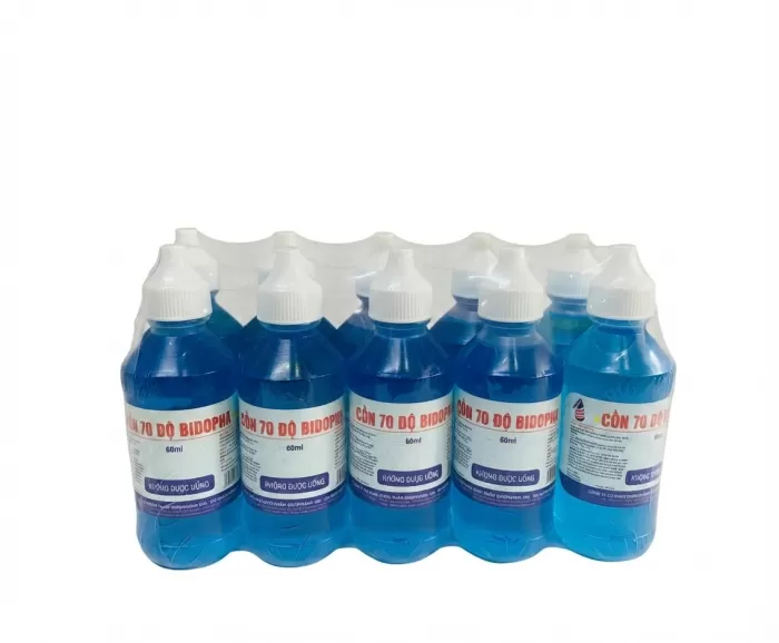 Cồn 70 Độ Xanh Bidopha 60ml Lốc 10 Chai
